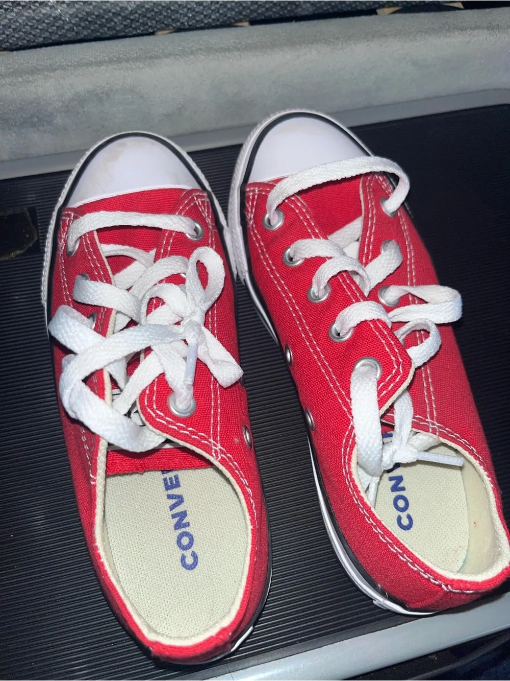 Converse Kids Red Low-Top Canvas Sneakers with White Laces